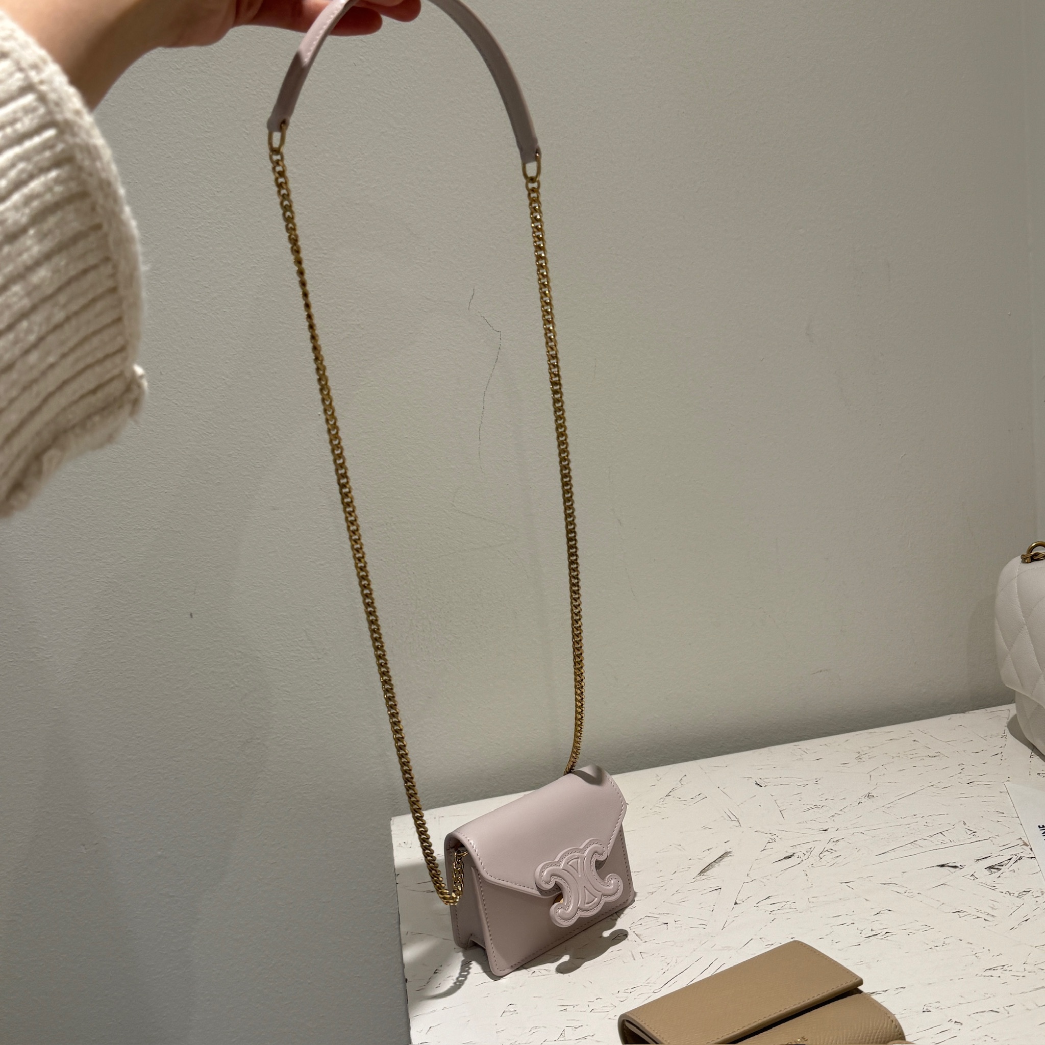 Celine Card Holder on Chain in Poudre