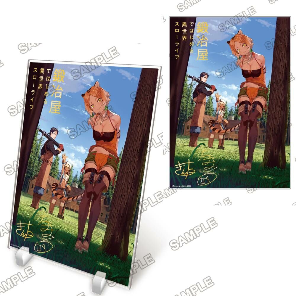 預購-KADOKAWA BOOKS創刊8周年記念『成為鐵匠在異世界度過悠閒人生』燙金複製簽名A5壓克力桌繪【日本進口精品】