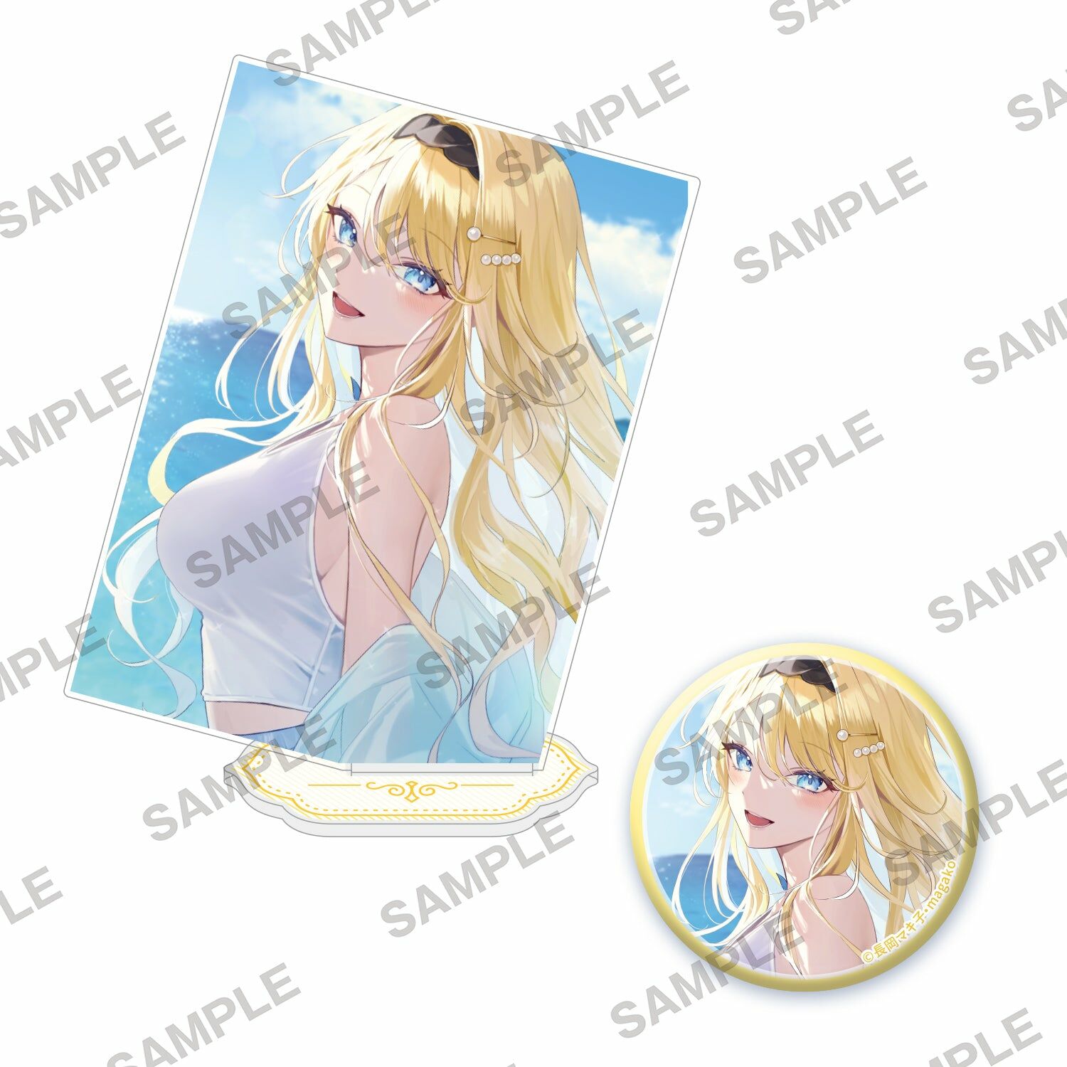 預購-Fantasia文庫 出門去！特展 『位於戀愛光譜極端的我們』白河月愛　壓克力立牌＆徽章套組【日本進口精品】