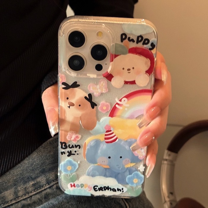 《51209》cute繽紛小動物大象手機殼(含支架)