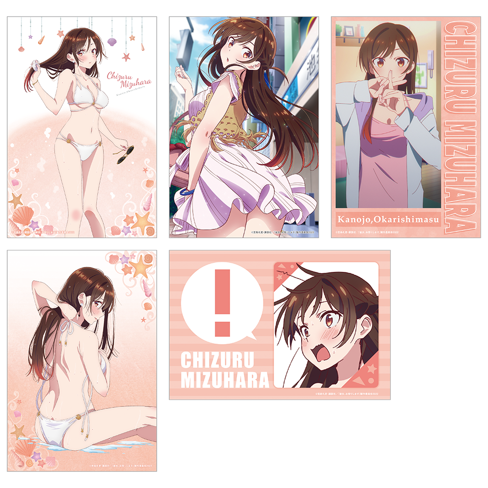 【預購日本進口精品-2023/1月中旬】『出租女友』泳裝與女友　插畫小卡5張套組 （水原千鶴B）