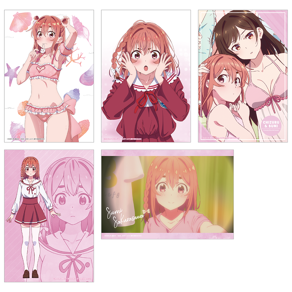 【預購日本進口精品-2023/1月中旬】『出租女友』泳裝與女友　插畫小卡5張套組 （櫻澤墨A）