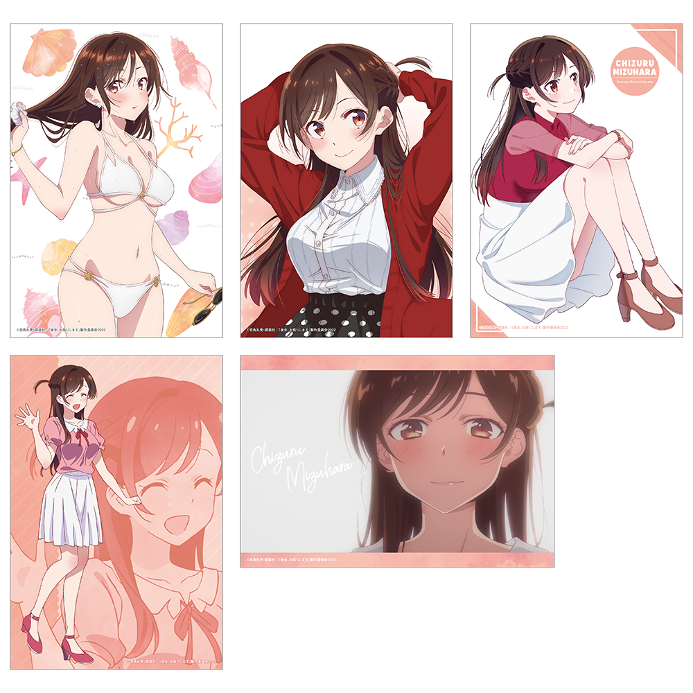 【預購日本進口精品-2023/1月中旬】『出租女友』泳裝與女友　插畫小卡5張套組 （水原千鶴A）