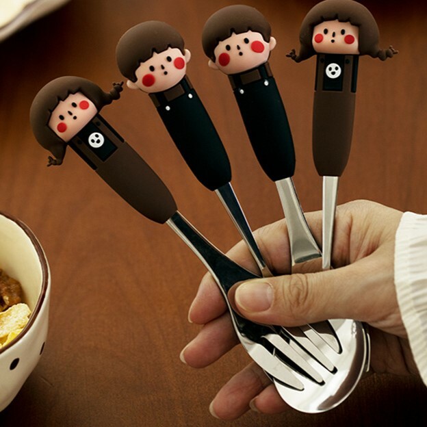 《4176》情侶小男孩女孩不鏽鋼湯叉