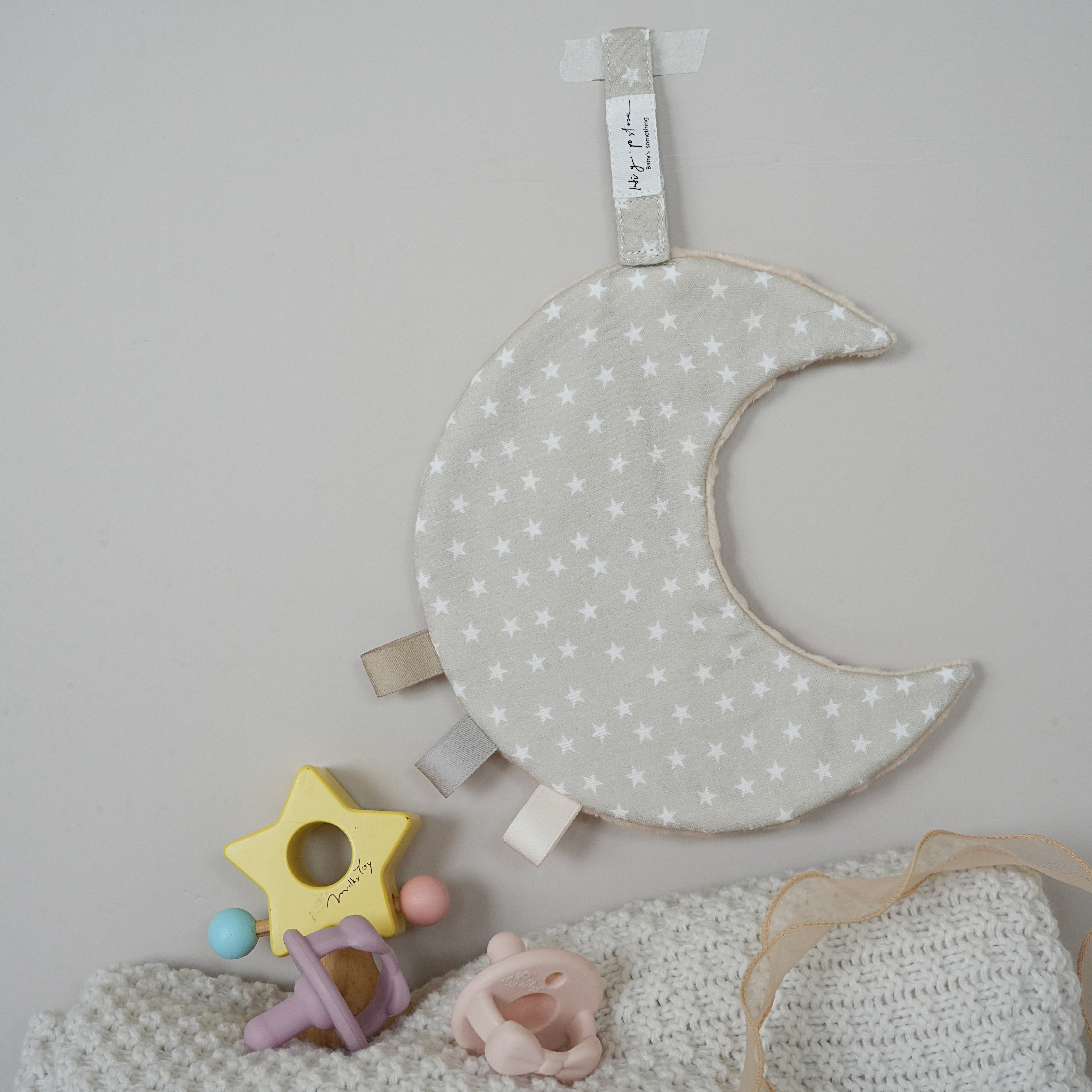 Hi Y.P store-獨家設計款-月光安撫巾-米白星星