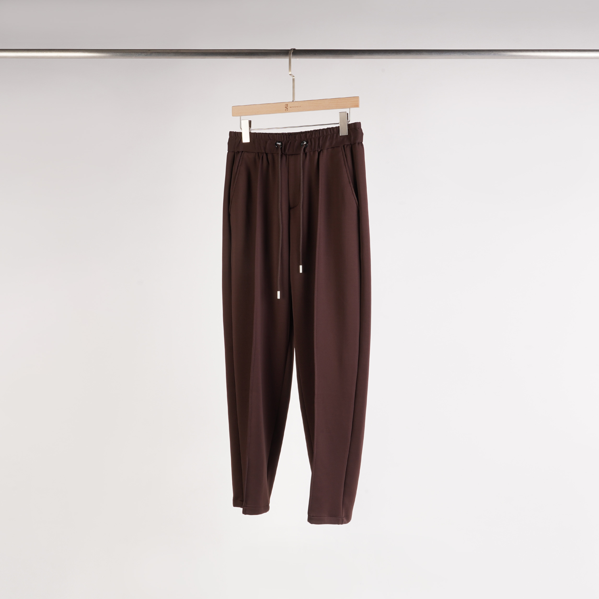 設計感雙口袋抽繩西裝棉褲 | L | 可可棕