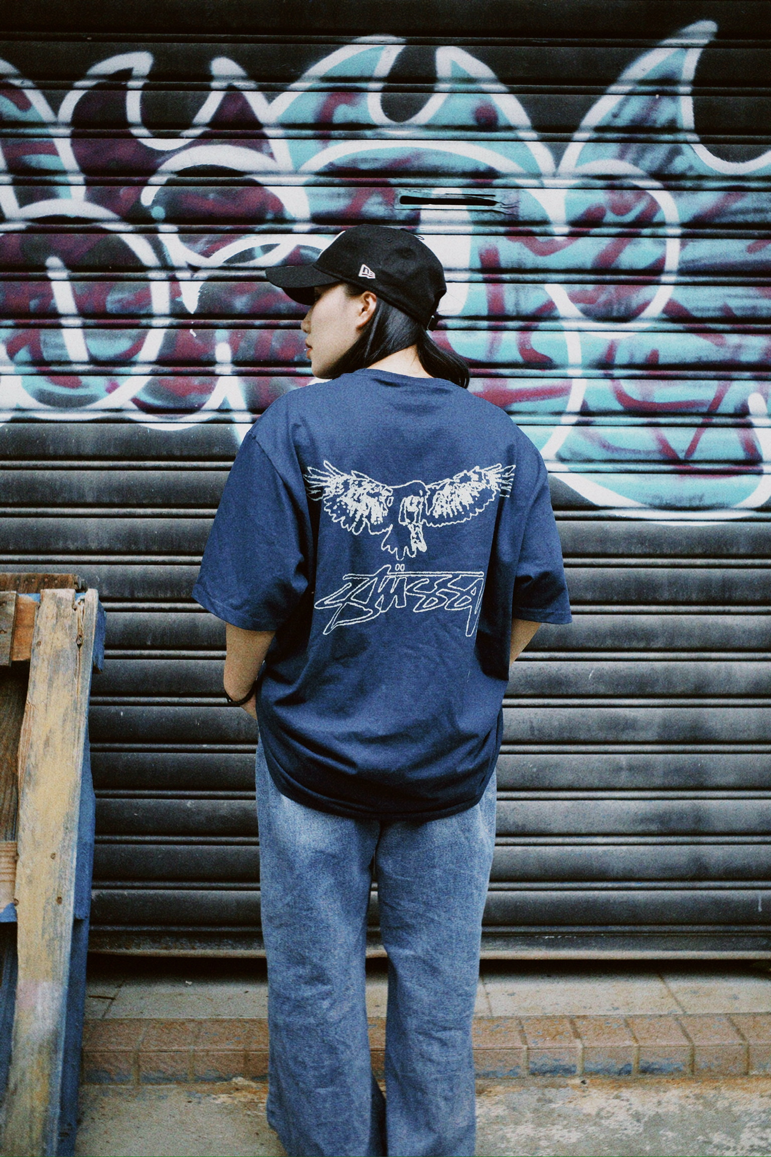 <快速出貨> STUSSY 線條老鷹 短袖 深藍