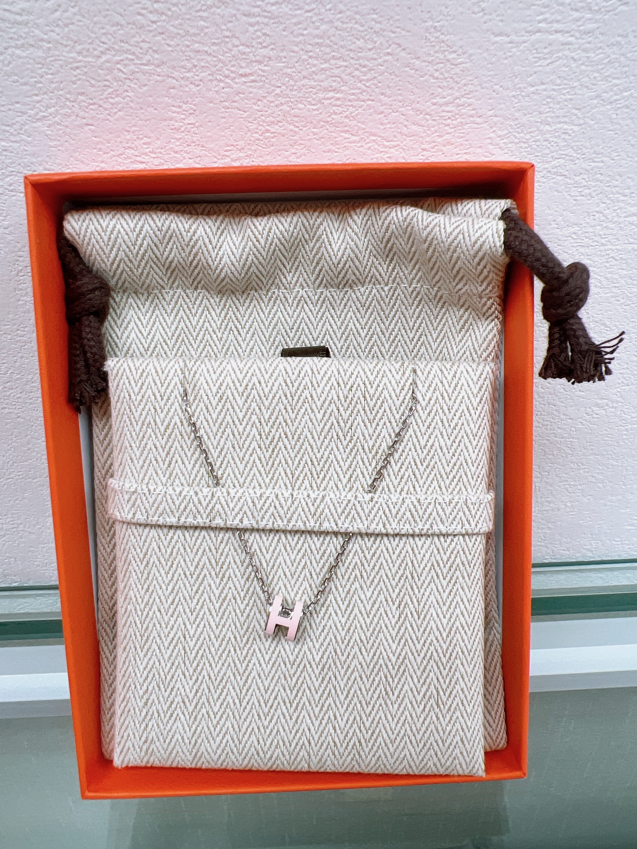 *Unused* Hermes mini pop h necklace (pink/PHW)