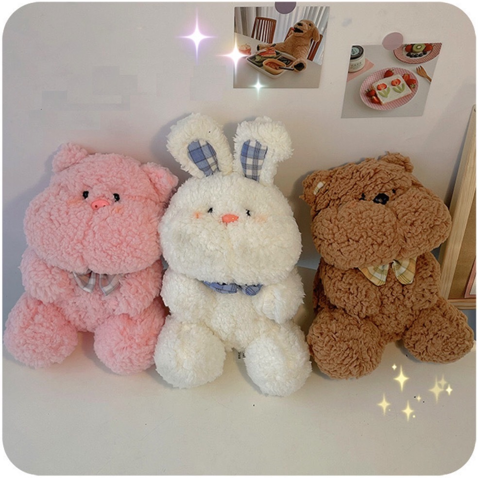 《51233》臉頰嘟嘟兔子豬豬小熊玩偶