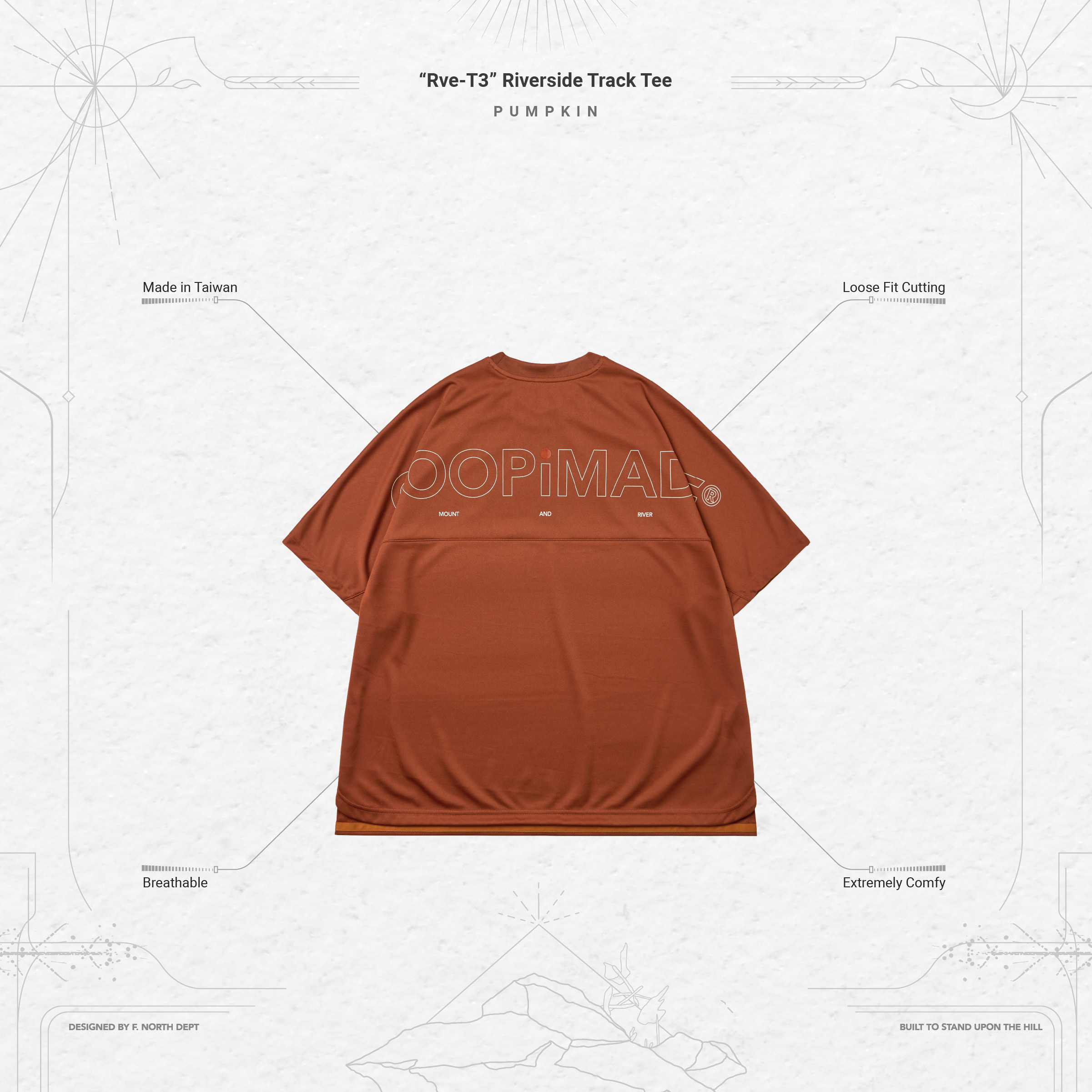 Rve-T3” Riverside Track Tee - Pumpkin