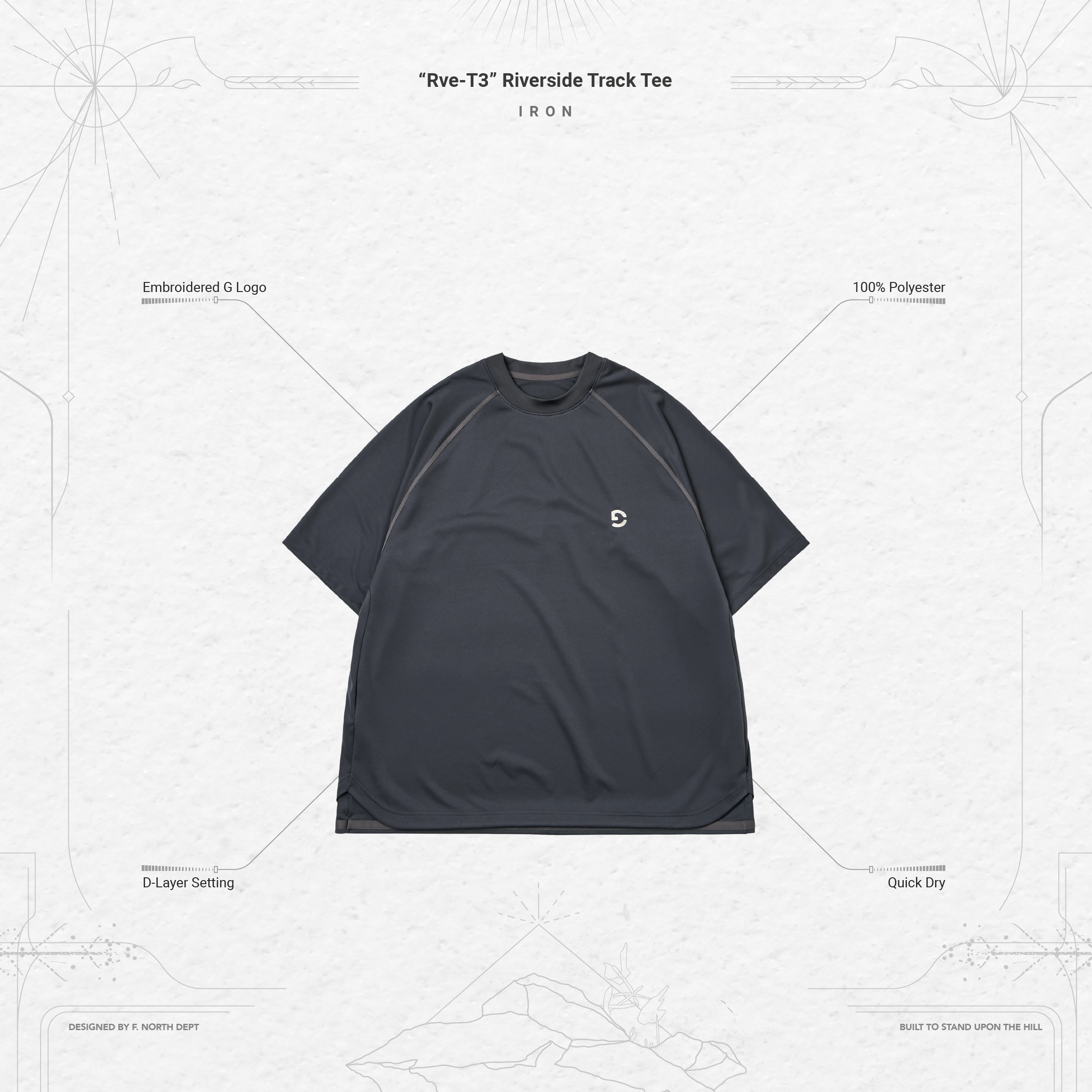Rve-T3” Riverside Track Tee - Iron