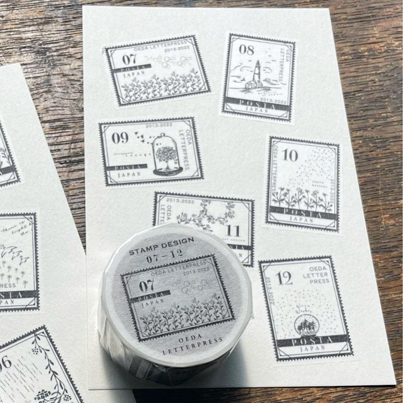Oeda Letterpress Washi Tape－Stamp 07-12 | **1m Length**
