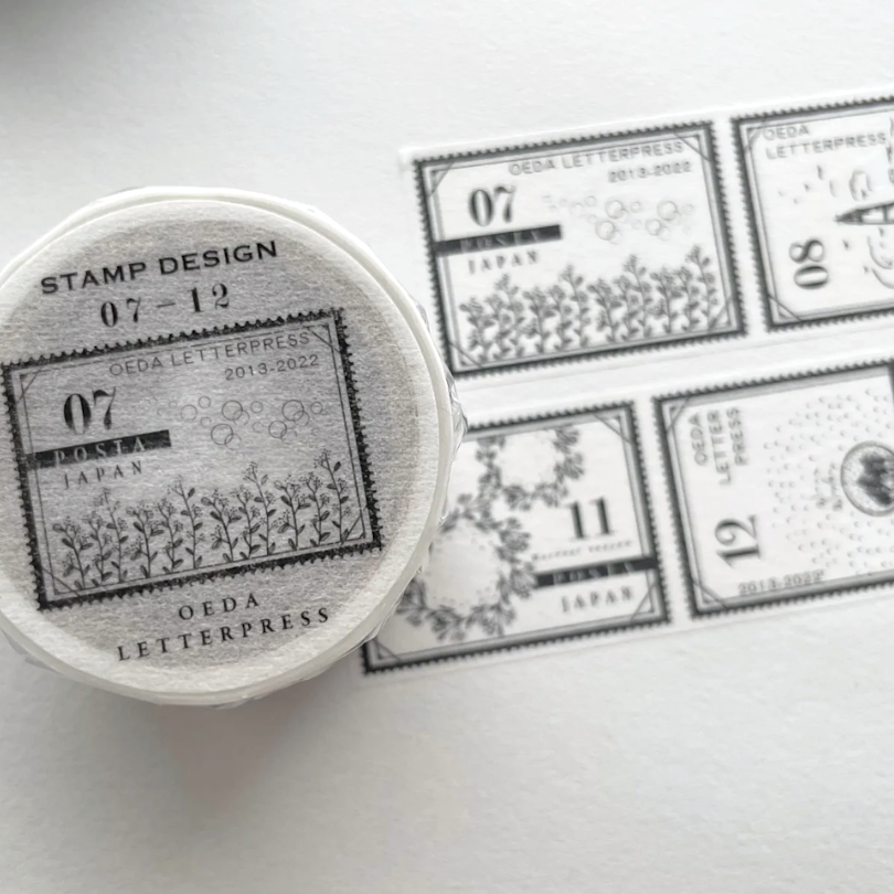 Oeda Letterpress Washi Tape－Stamp 07-12 | **1m Length**