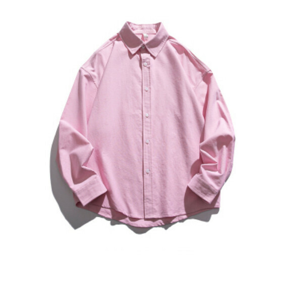 Retro Simple Solid Color Long Sleeve Shirt (Pink) [S-2XL Size] [Contact Customer Service to Confirm Shipping Size After Placing an Order]