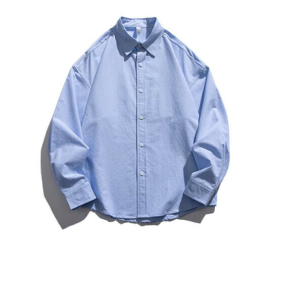 爆款復古簡約純色長袖襯衫（天藍色）【S-2XL碼】【下單後聯絡客服確認發貨尺碼】
