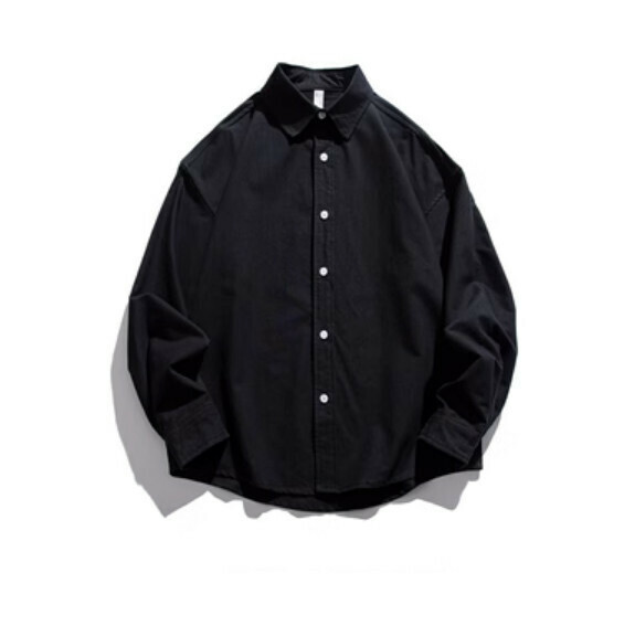 爆款復古簡約純色長袖襯衫（黑色）【S-2XL碼】【下單後聯絡客服確認發貨尺碼】