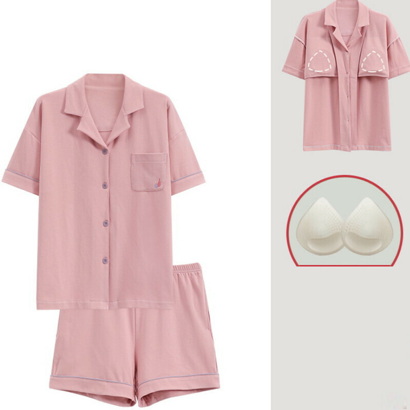 Cotton pajama set with chest pad [M-XXL SF-C6310] [Contact customer service to confirm the shipping size after placing an order]