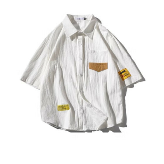 爆款簡約純色短袖襯衫（白色）【M-5XL碼】【下單後聯絡客服確認發貨尺碼】