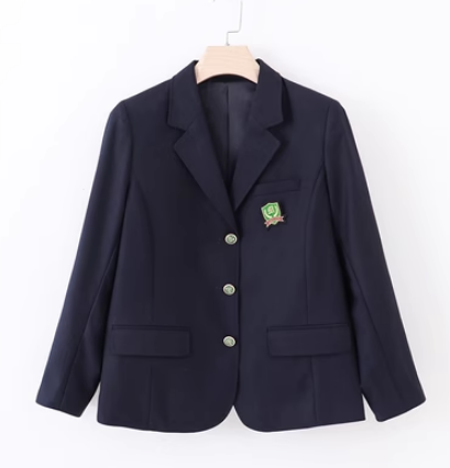 新款徽章長袖西服女外套(紺色)(尺碼:S-XXL)(下單後聯絡客服確認發貨尺碼)