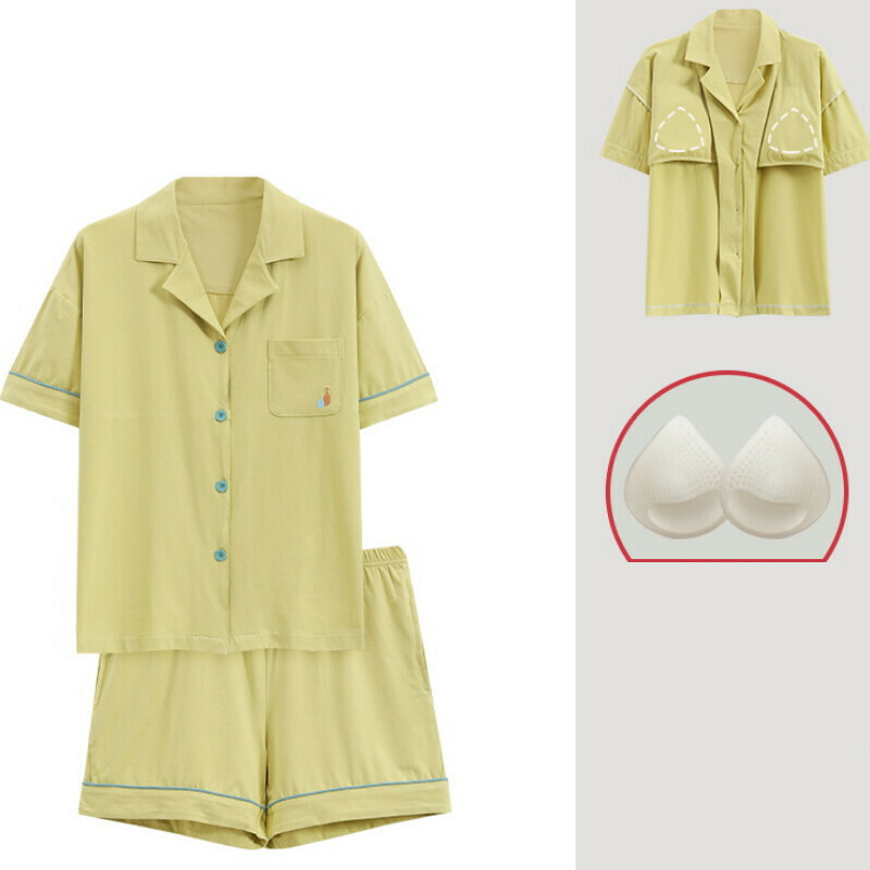 Cotton pajama set with chest pad [M-XXL SF-C6312] [Contact customer service to confirm the shipping size after placing an order]
