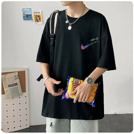 Short sleeve T-shirt men's summer (black [size M_3XL] (contact customer service to confirm the shipping size after placing an order)
