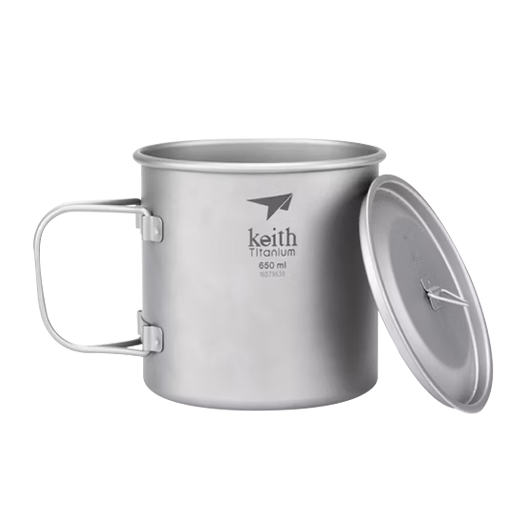 Keith 鎧斯 純鈦環保折疊水杯(附杯蓋) 650ML 52KEITI3208