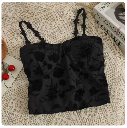 Vintage print camisole (black) (one size)