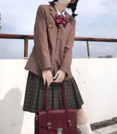 新款徽章長袖西服女外套(紅豆色)(尺碼:S-XXL)(下單後聯絡客服確認發貨尺碼)