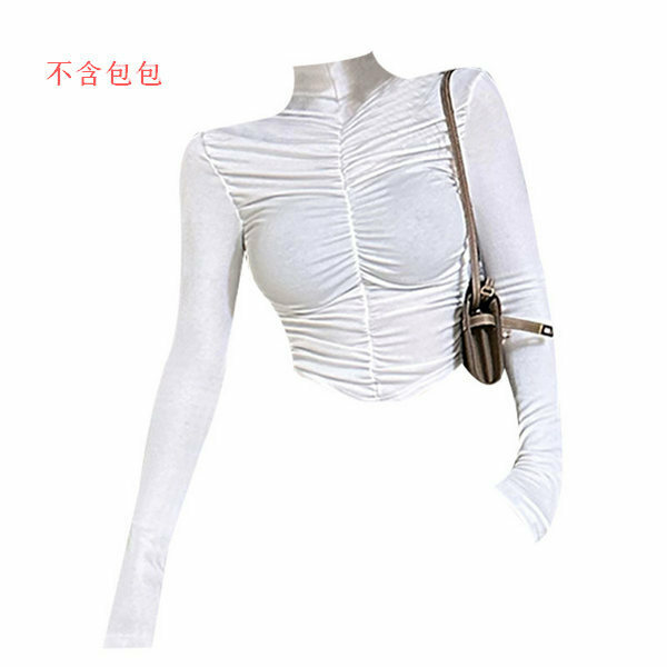 熱賣褶皺顯瘦長袖T恤（白色 M碼-L碼）（下單後請聯絡客服確認發貨尺碼）