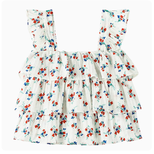 Sweet floral small flying sleeve suspender (picture color) (S size-L size) (contact customer service to confirm the shipping ruler after placing an order)