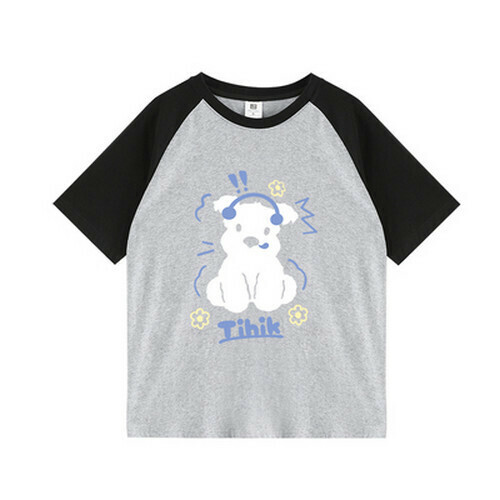 Hot selling raglan short-sleeved T-shirt [black gray] [S-XL size] (please contact customer service to confirm the delivery size after placing the order)