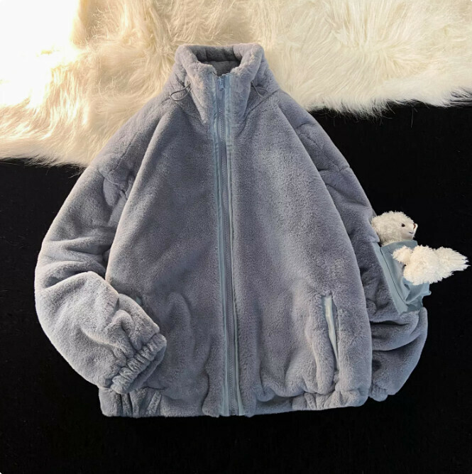 新款男兔毛外套（藍色 尺碼：M-2XL）（下單後聯絡客服確認發貨尺碼）