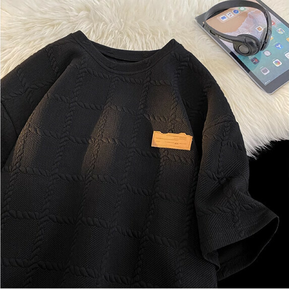 Short sleeve T-shirt men's summer (black [size M_3XL] (contact customer service to confirm the shipping size after placing an order)