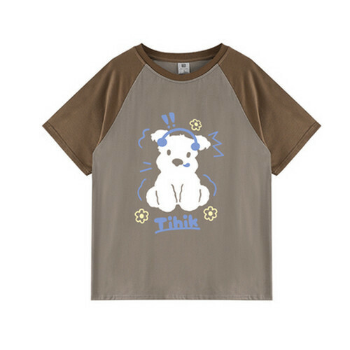 Hot selling raglan short-sleeved T-shirt [Coffee color] [S-XL size] (please contact customer service to confirm the delivery size after placing the order)