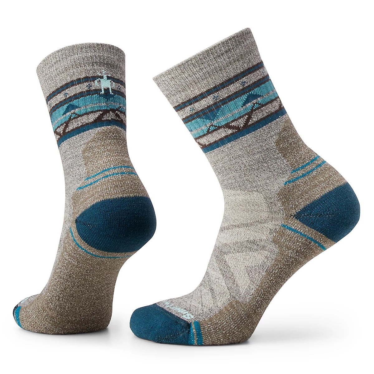 Smartwool 女 機能戶外全輕量減震民族風印花中筒襪 Women's Hike Light Cushion Zig Zag Valley Mid Crew Socks 灰褐 SW001580G26 [HappyOutdoor]