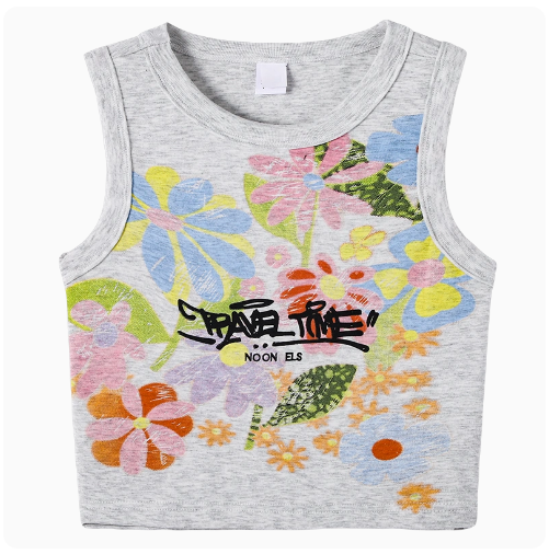 Tie-dye flower camisole (light gray) (size S-XL) (contact customer service to confirm the delivery ruler after placing an order)
