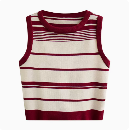 Knitted Contrasting Striped Camisole (Red) (One Size)