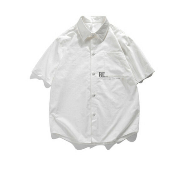 爆款字母印花短袖襯衫（白色）【M-4XL碼】【下單後聯絡客服確認發貨尺碼】