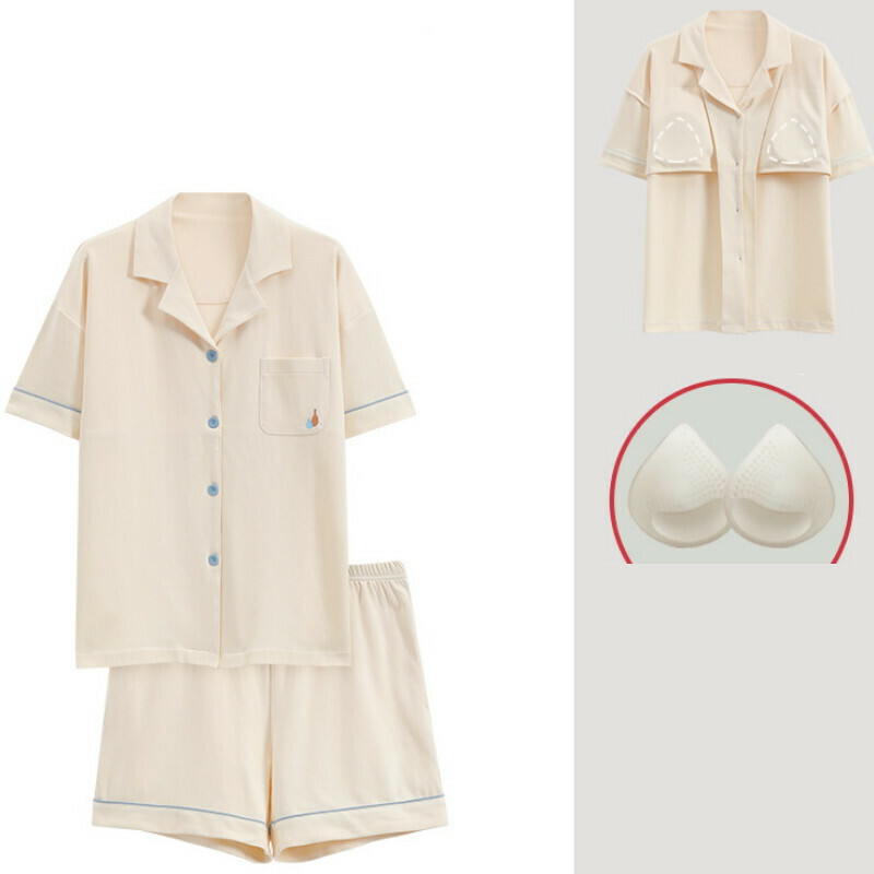 Cotton pajama set with chest pad [M-XXL SF-C6313] [Contact customer service to confirm the shipping size after placing an order]