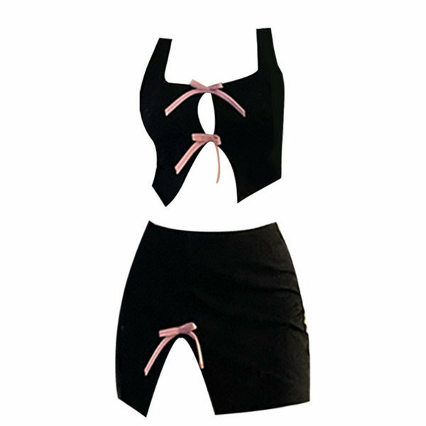 Hot selling bow vest + skirt (black size L)