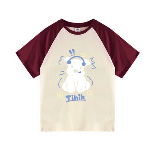 Hot selling raglan short-sleeved T-shirt [burgundy and apricot] [S-XL size] (please contact customer service to confirm the delivery size after placing the order)