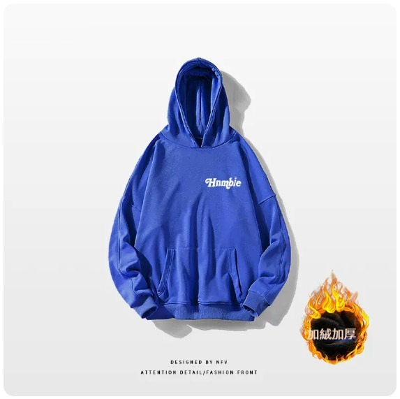 熱賣連帽衛衣【M-3XL】【寶藍色-加絨加厚】(下單後聯絡客服確認發貨尺碼) 