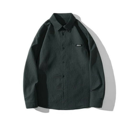 爆款簡約長袖襯衫（墨綠色）【M-5XL碼】【下單後聯絡客服確認發貨尺碼】