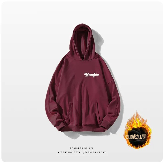 熱賣連帽衛衣【M-3XL】【酒紅色-加絨加厚】(下單後聯絡客服確認發貨尺碼) 
