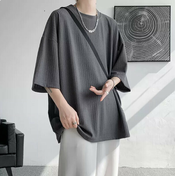 Loose drape T-shirt (dark gray M-5XL) (contact customer service to confirm shipping size after placing an order)