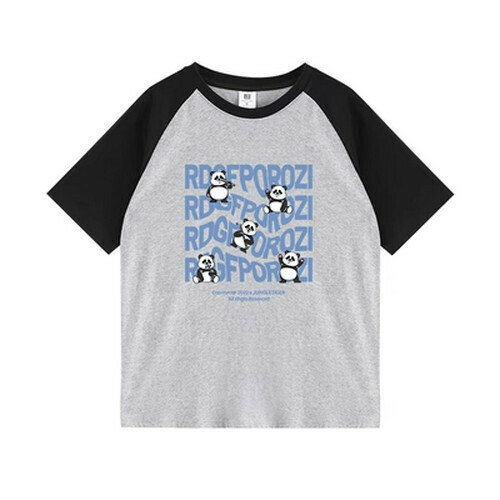 Hot selling raglan short-sleeved T-shirt [black gray] [S-XL size] (please contact customer service to confirm the delivery size after placing the order)