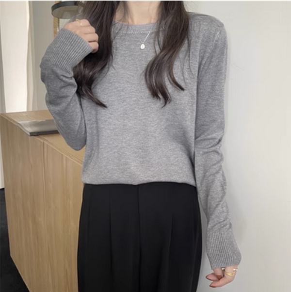 Knitwear Women's Underwear Long Sleeves Loose Slim Gentle Wind (Gray) (Size: One Size)