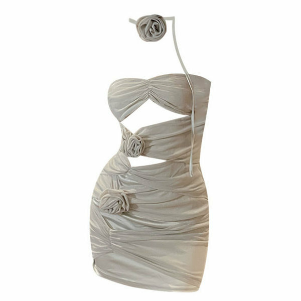 Hot selling floral tube top skirt (gray size L)