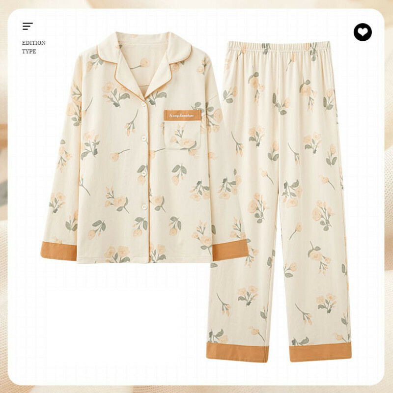Cotton long-sleeved pajama set [M-XXXL size AM34468] [Contact customer service to confirm the shipping size after placing an order]