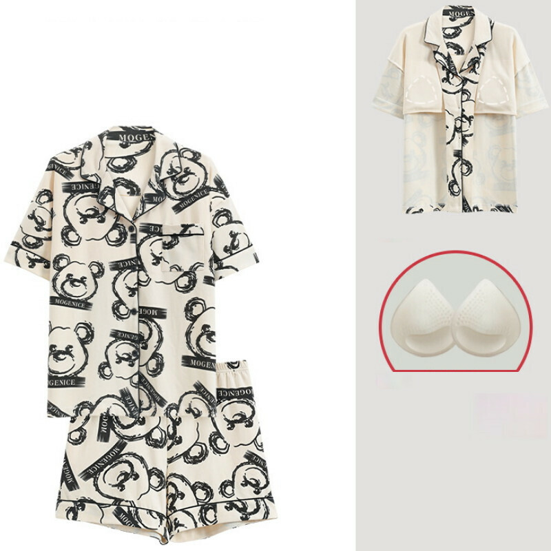 Cotton pajama set with chest pad [M-XXL SF-C6303] [Contact customer service to confirm the shipping size after placing an order]